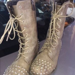 Studded lace up combat boots